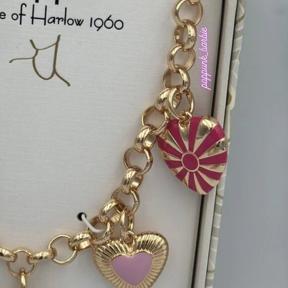 House of Harlow 1960 Gold and Pink Red Charm Necklace NWT - Picture 7 of 14